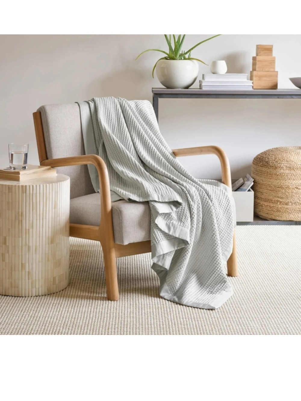 Jennifer Adams All Season Classic Waffle Weave Throw 60” x 70” Silver/Gray